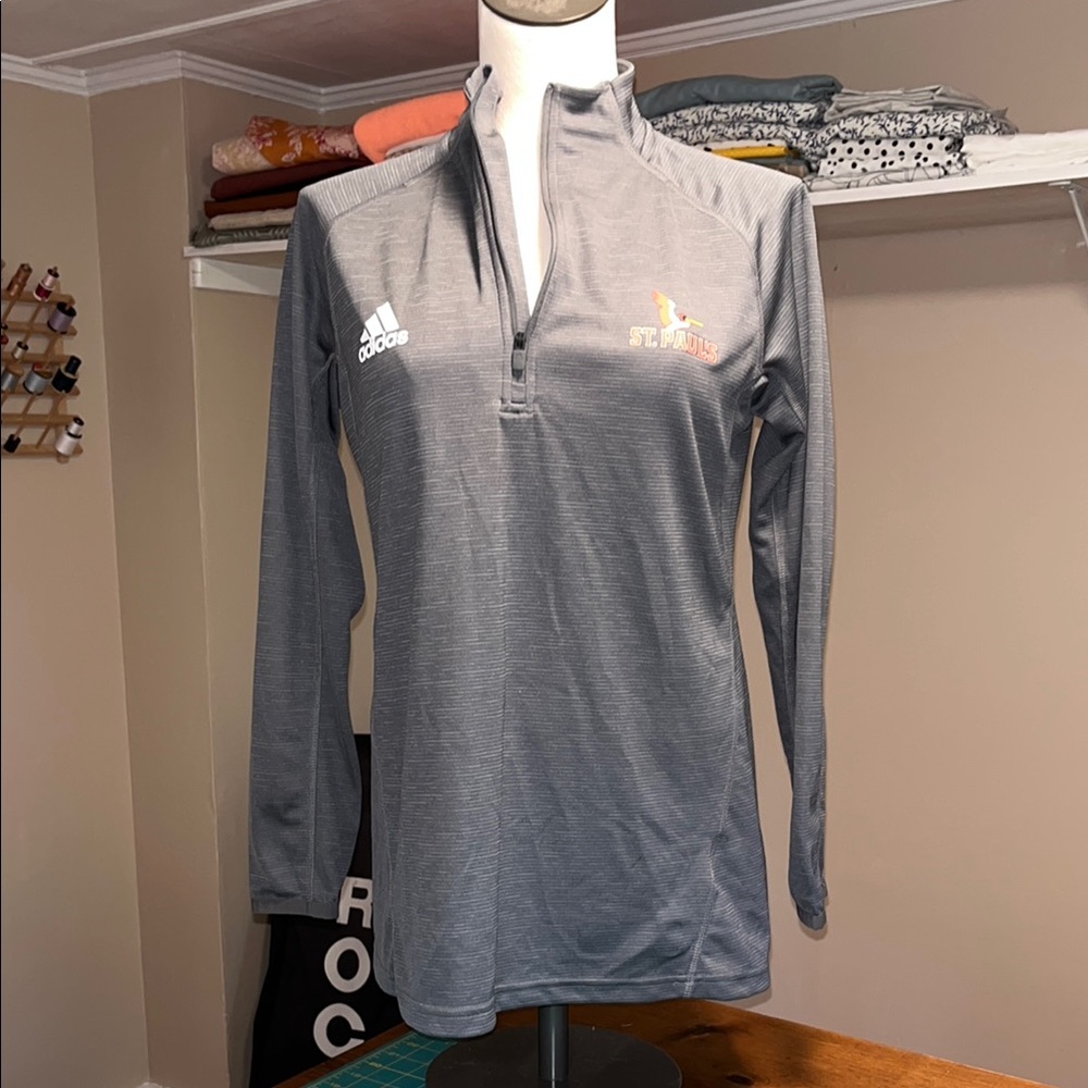 Adidas Gray Quarter-Zip Pullover with St.John’s Logo